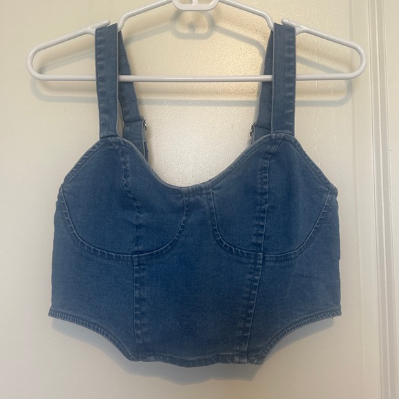 Blue Blush Tops - Blue Blush Denim Corset Going Out Top